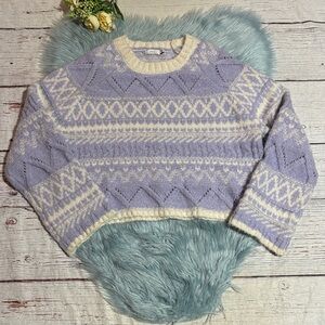 NWOT Lush Fair Isle Crop Sweater in Lilac sz XL